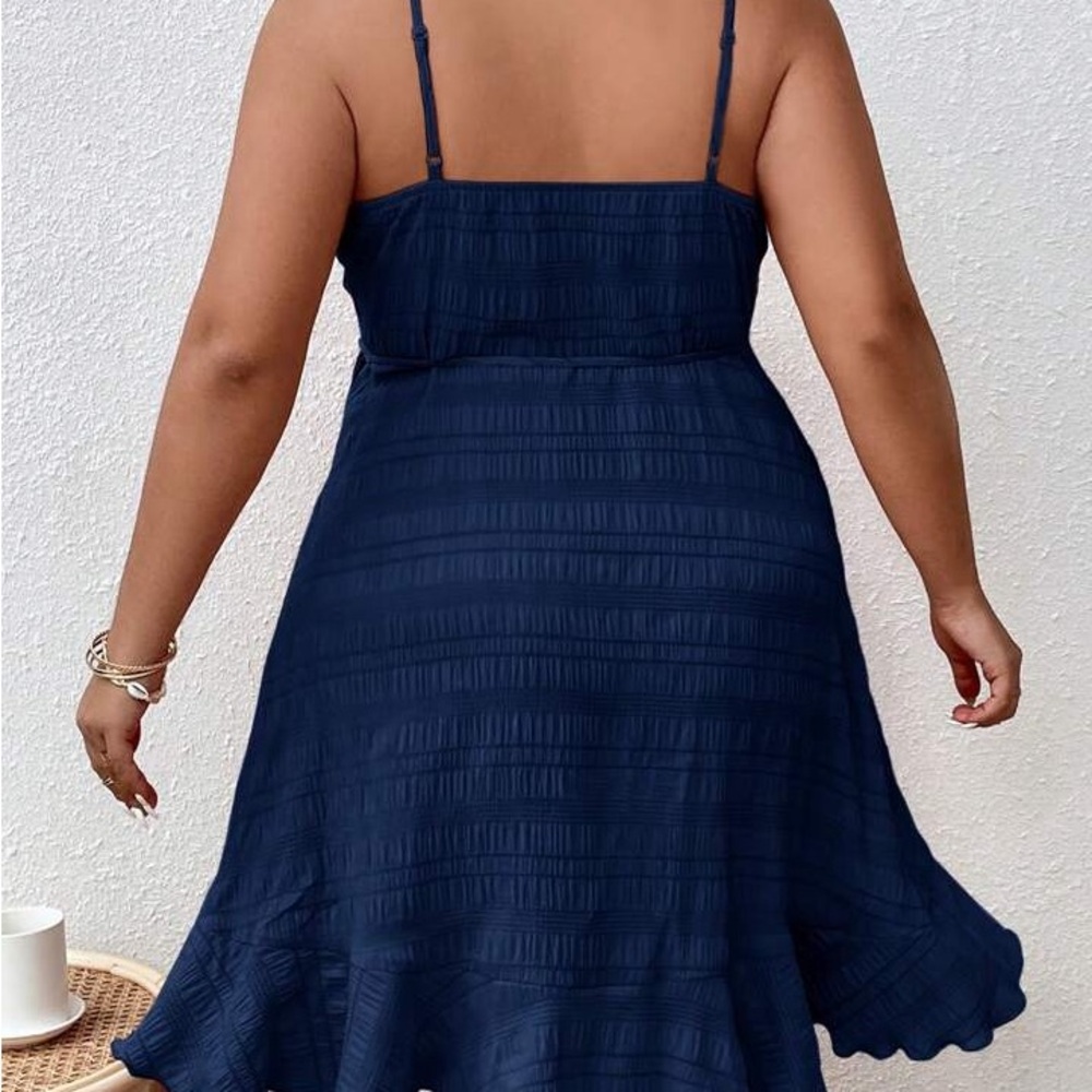 Wrap Flowy Dress SHEIN Navy Blue 1x - Picture 2 of 7